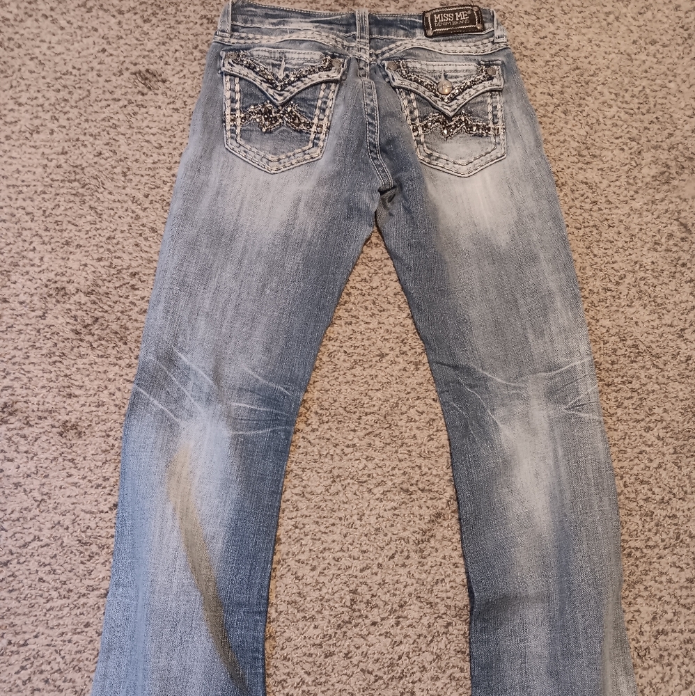 Miss Me Blue Boot Cut Jeans with Classic Stitching